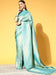Blue SeaGreen Kanjeevaram Silk Blend Woven Saree
