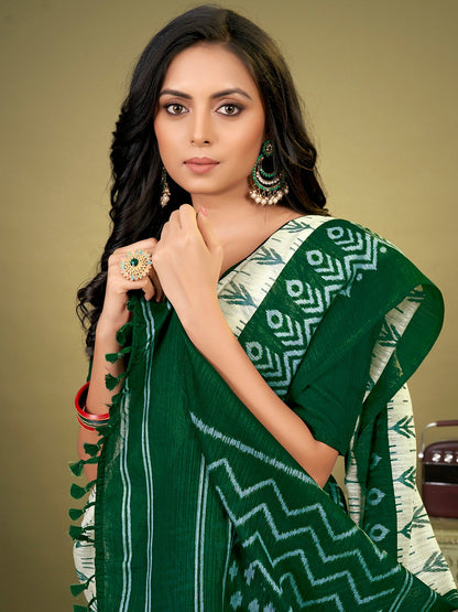 OffWhite Bagh Cotton Blend Printed Saree