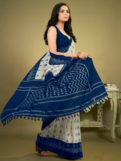 OffWhite Bagh Cotton Blend Printed Saree