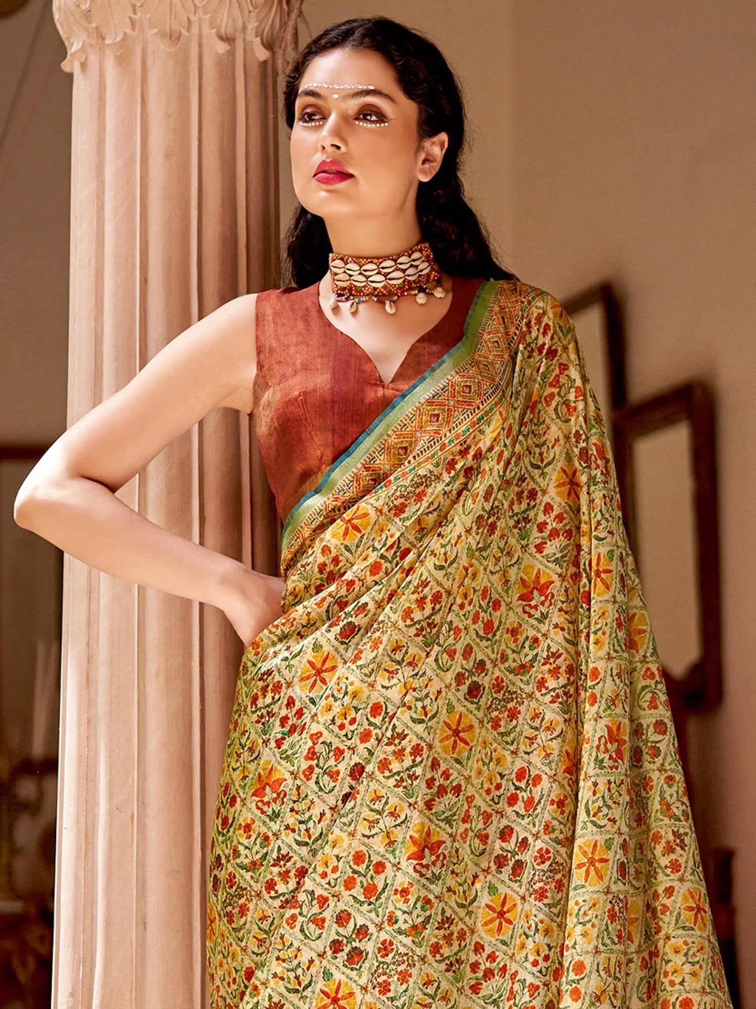 Multicolor Digital Print Silk Saree - The Dori Store