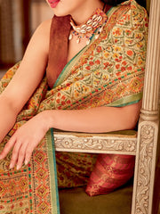 Multicolor Digital Print Silk Saree - The Dori Store