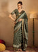Green Olive Sungudi Silk Blend Printed Saree