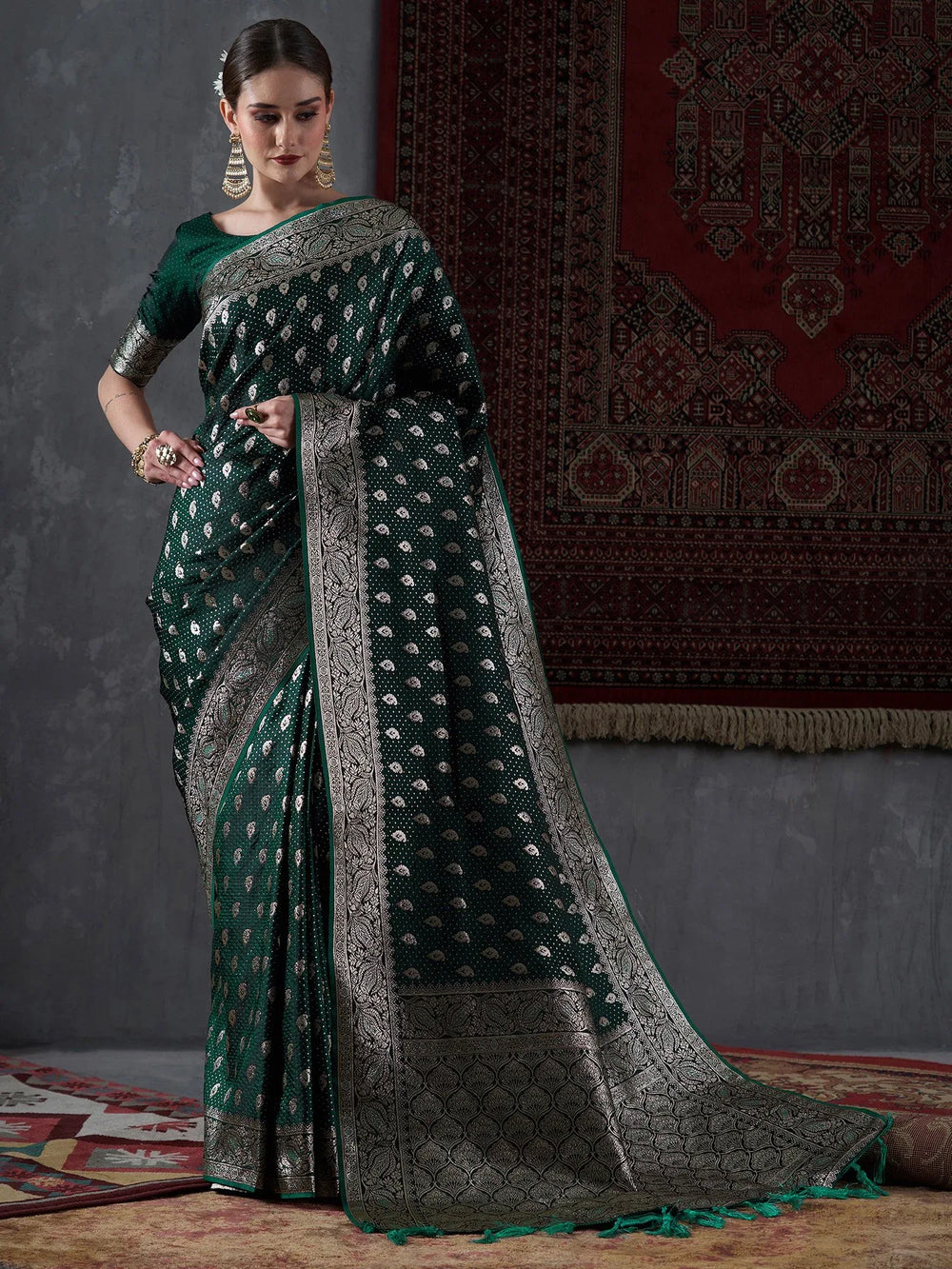 Heritage Green Kanjeevaram Silk Saree - The Dori Store