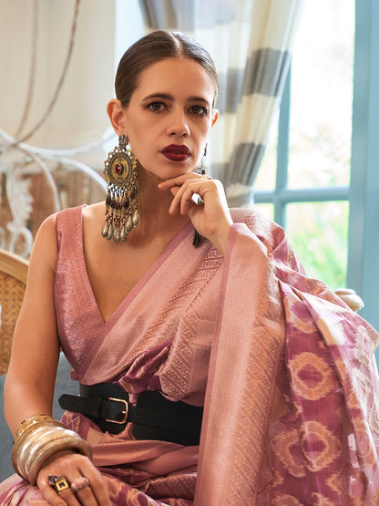 Lavendar Banarasi Tissue Woven Saree