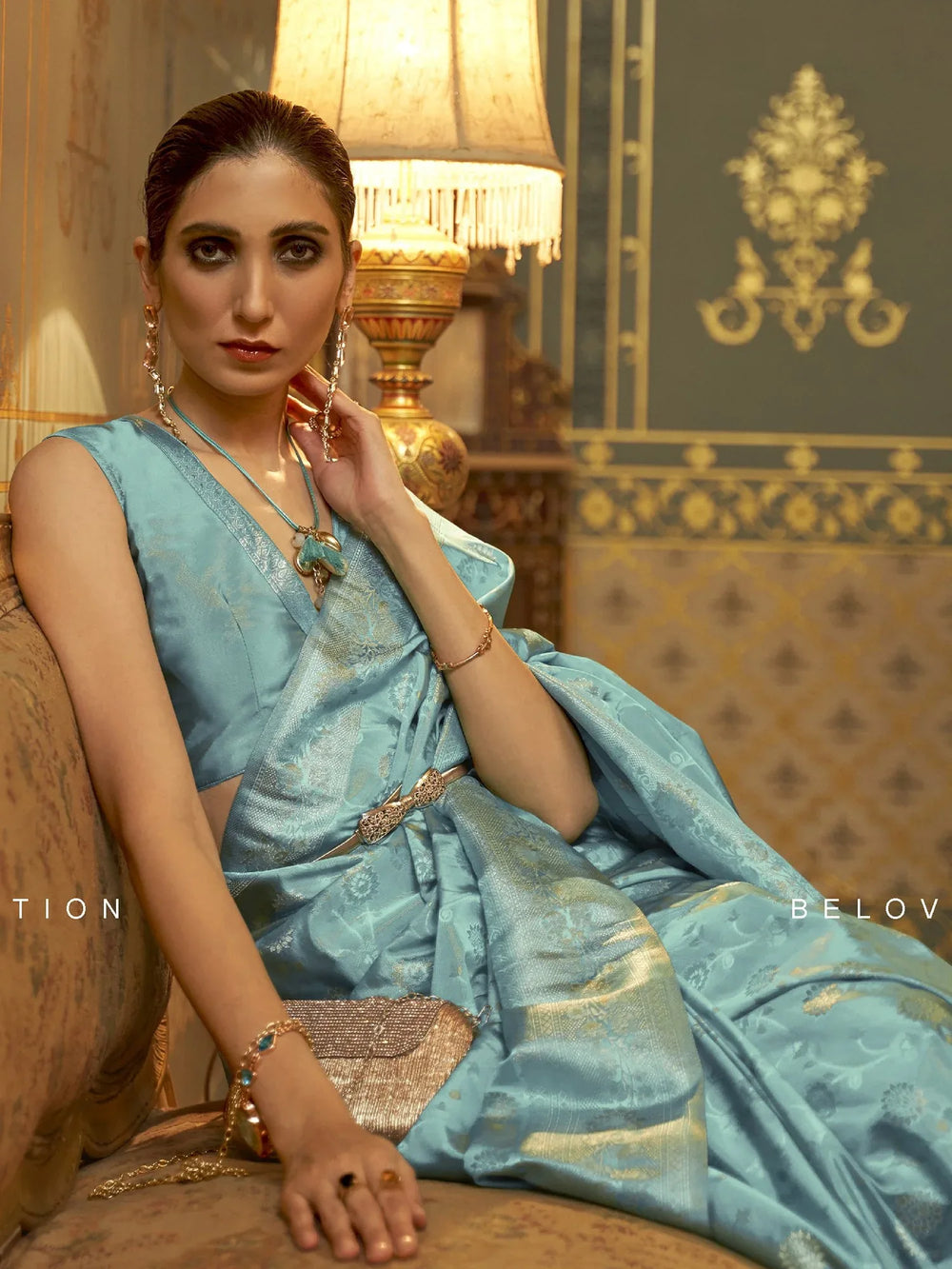Designer Blue Handloom Banarasi Silk Saree - The Dori Store