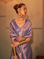 Lavender Purple Kanjeevaram Silk Saree - The Dori Store