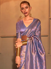 Lavender Purple Kanjeevaram Silk Saree - The Dori Store