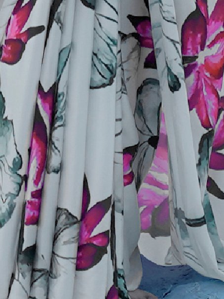 Off White Banarasi Crepe Printed Saree