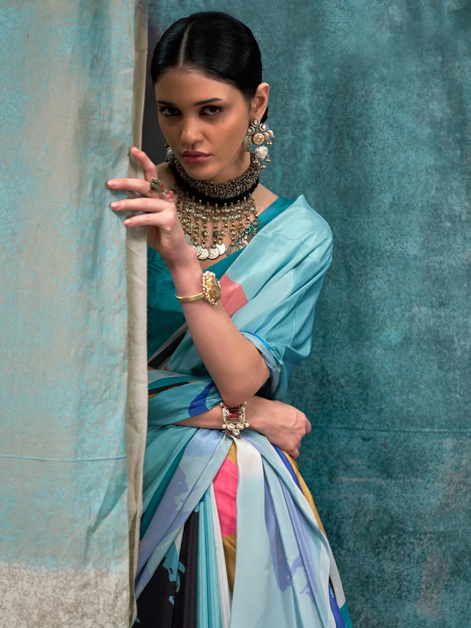 Light Blue Soft Crepe Silk Saree - The Dori Store