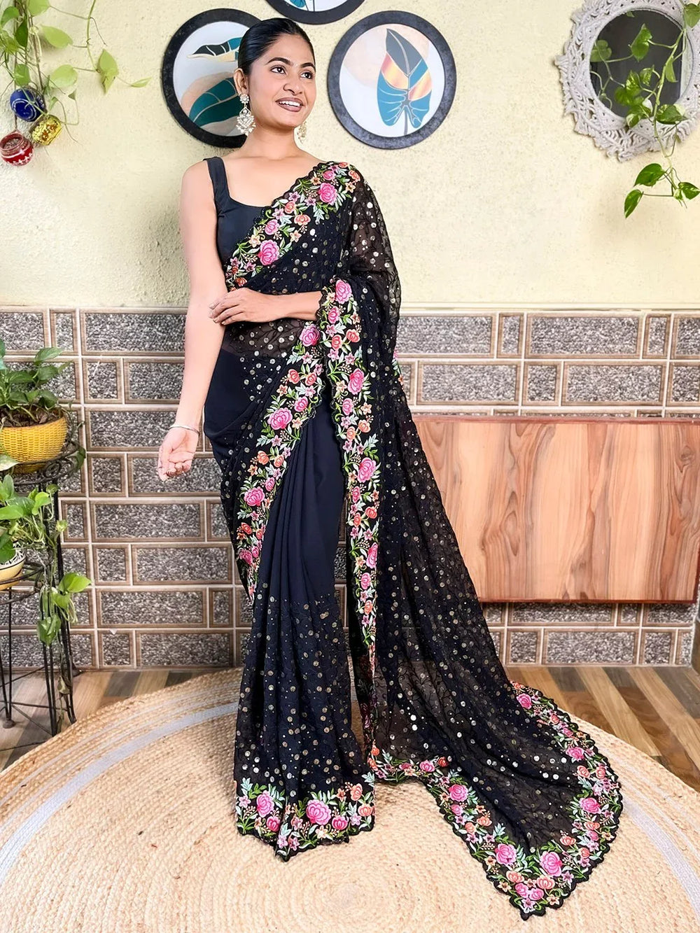 partywear designer saree for festive occasions