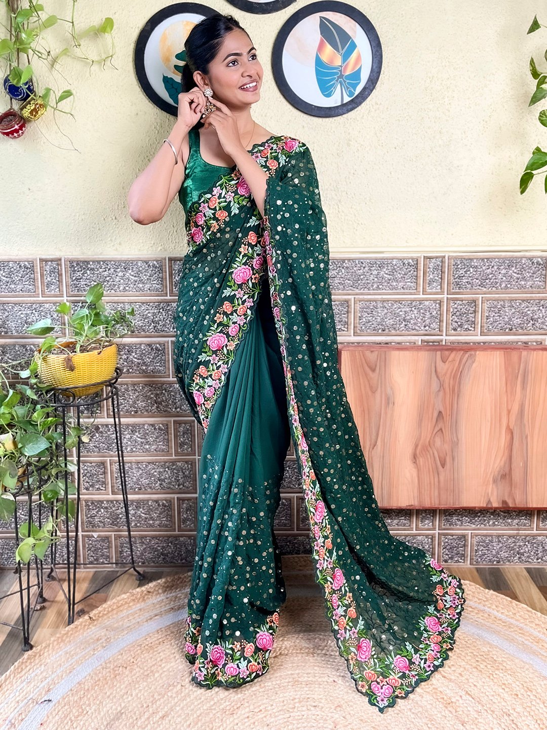 partywear designer saree for festive occasions