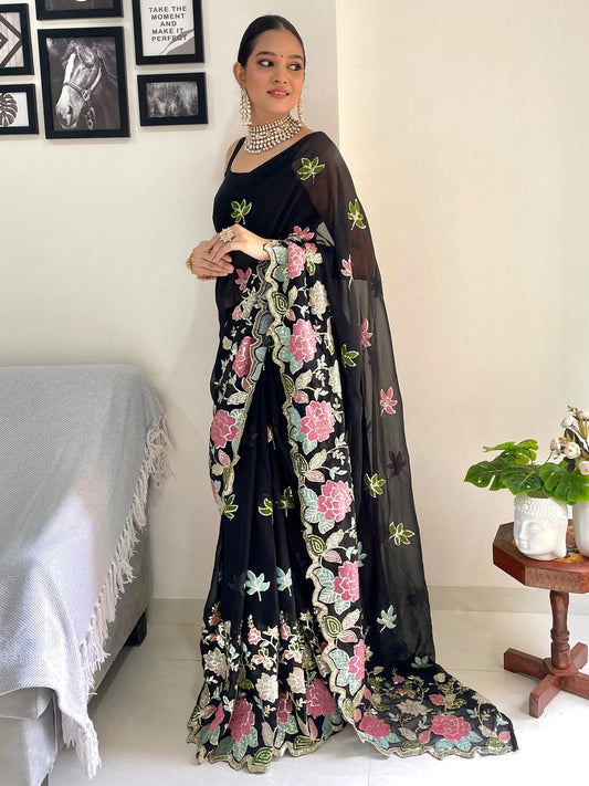 partywear designer saree for festive occasions