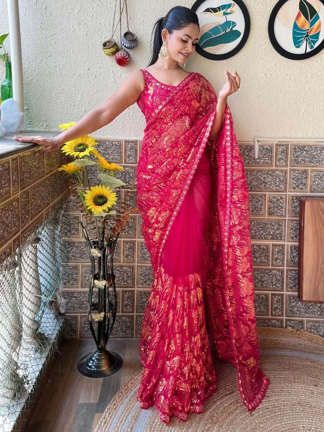 partywear designer saree for festive occasions