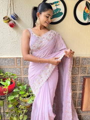 Mauve Party Wear Georgette Embellished Saree