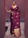 Purple Burgundy Banarasi Pure Silk Woven Saree
