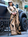 Brown Beige Block Print Satin Printed Saree
