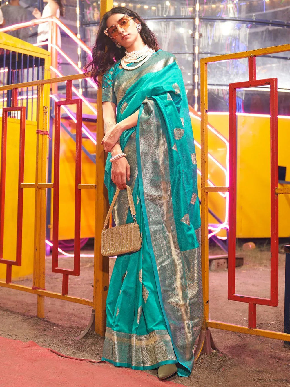 Light Banarasi Silk Blend Woven Saree - The Dori Store