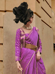 Purple Banarasi Satin Silk Woven Saree