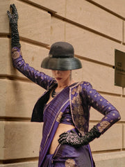 NavyBlue Banarasi Satin Silk Woven Saree - The Dori Store