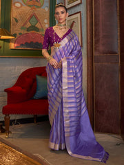 Lavender Purple Handloom Soft Silk Saree - The Dori Store