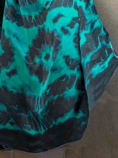 Tealblue Block Print Crepe Digital Print Saree