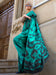 Blue Tealblue Block Print Crepe Digital Print Saree