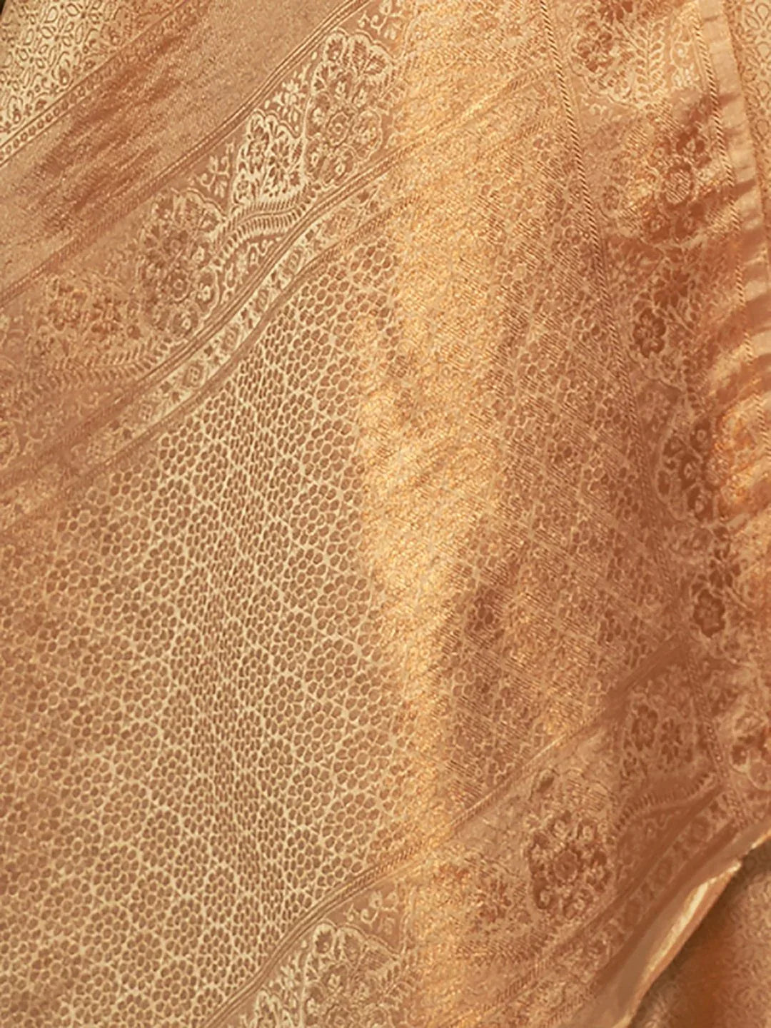 Cream Banarasi Nylon Woven Saree