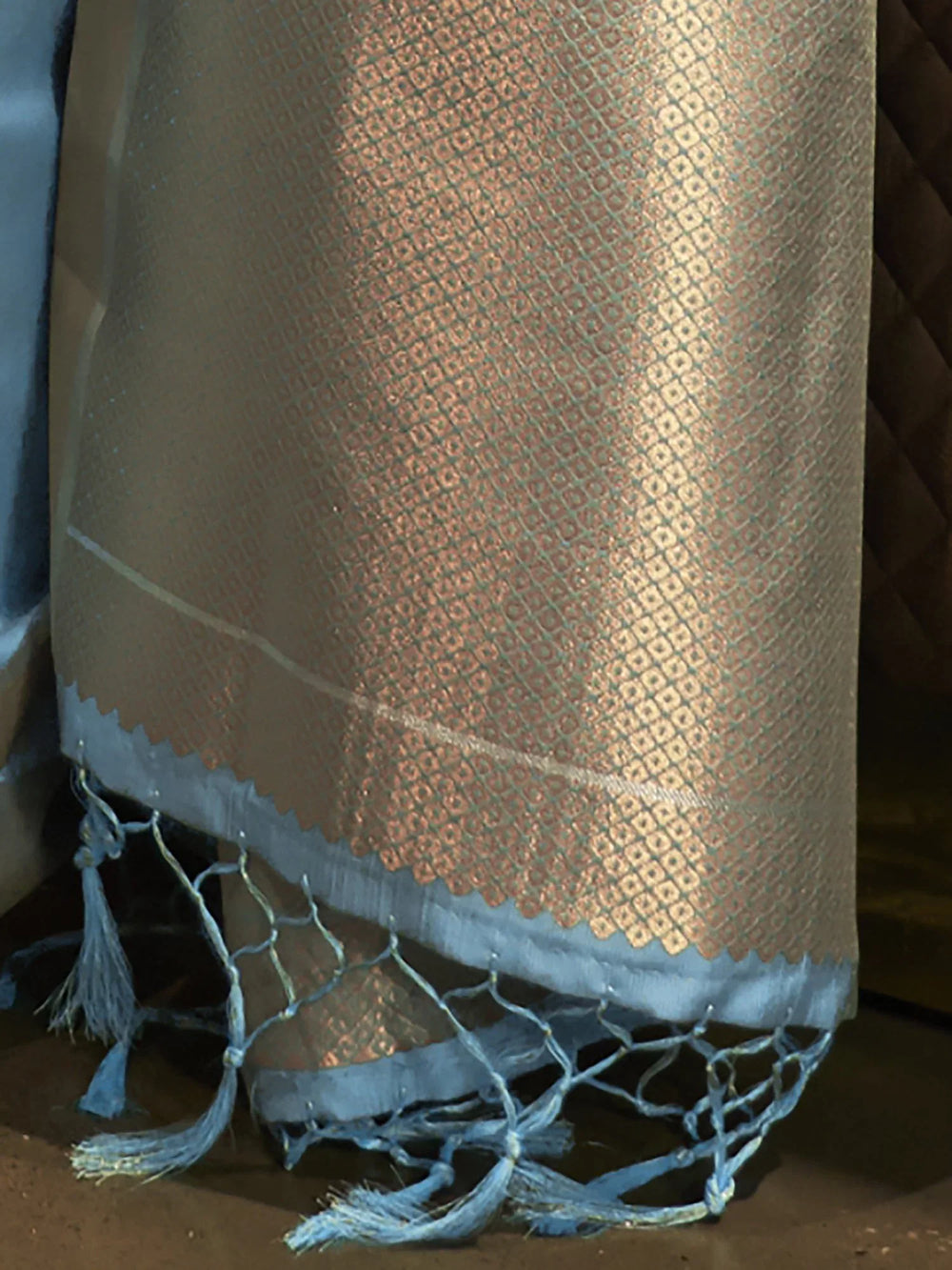 Light Blue Zari Handloom Banarasi Silk Saree - The Dori Store