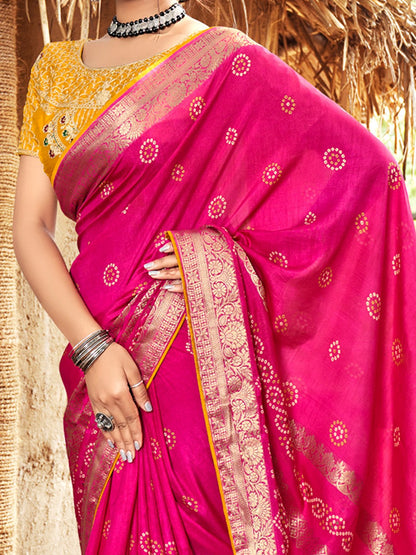 Pink Party Wear Pure Silk Woven Saree