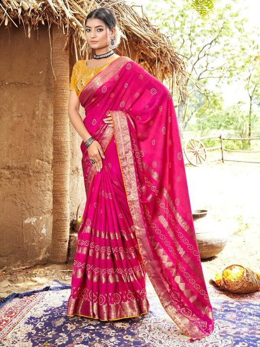 Pink Pink Party Wear Pure Silk Woven Saree