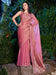 Pink Peach Party Wear Pure Chiffon Embellished Saree