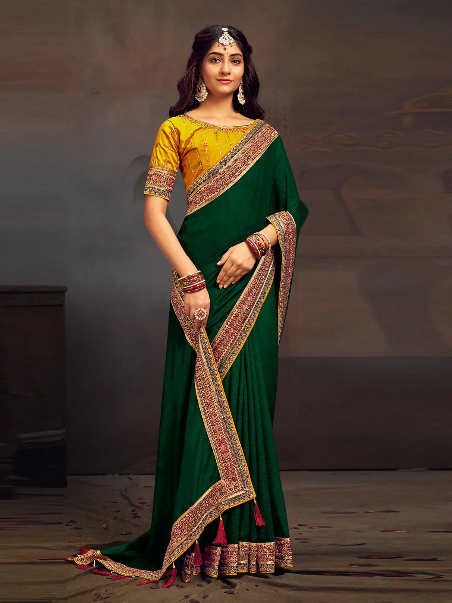 Green Georgette Designer Saree - The Dori Store