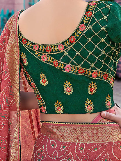 Pink Bandhani Georgette Printed Saree