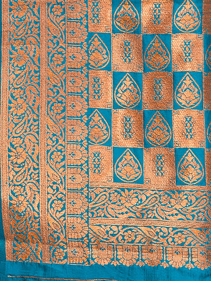 Blue Banarasi Silk Blend Woven Saree
