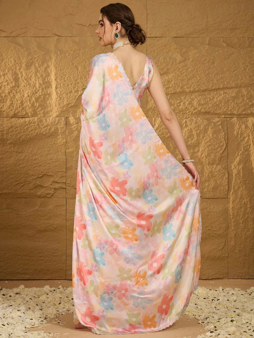 Multicolor Georgette Satin Saree - The Dori Store