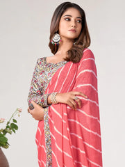Peach Pink Gotta Patti Georgette Saree - The Dori Store