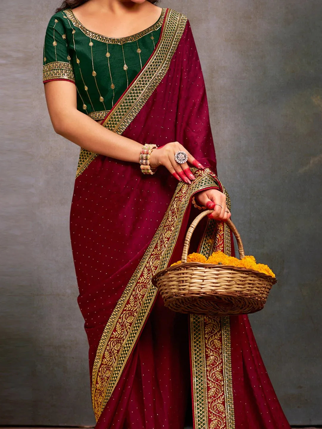 Pink Party Wear Satin Silk Embroidered Saree