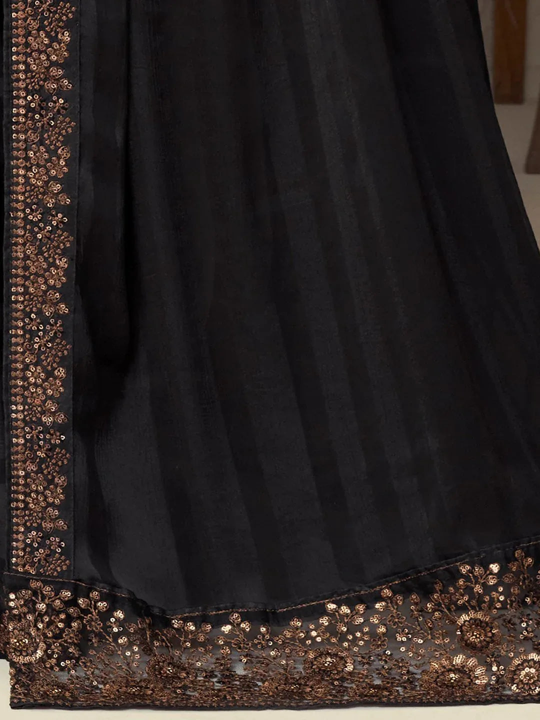 Black Party Wear Georgette Embellished Saree