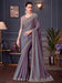Purple Violet Party Wear Pure Chiffon Embellished Saree
