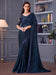 Blue Navy Party Wear Pure Georgette Embellished Saree