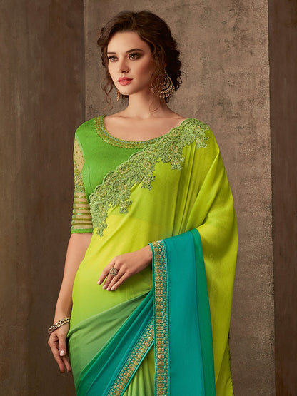 Light Party Wear Pure Chiffon Embellished Saree
