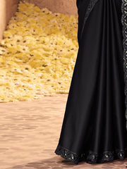 Black Party Wear Pure Chiffon Embellished Saree