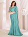 Blue Turquoise Party Wear Pure Georgette Embellished Saree