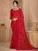 Red Red Bandhani Chiffon Printed Saree