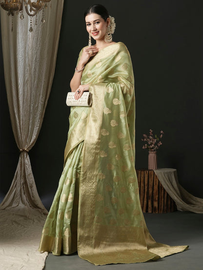 Light Banarasi Organza Woven Saree