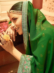 Designer Forest Green Georgette Saree - The Dori Store