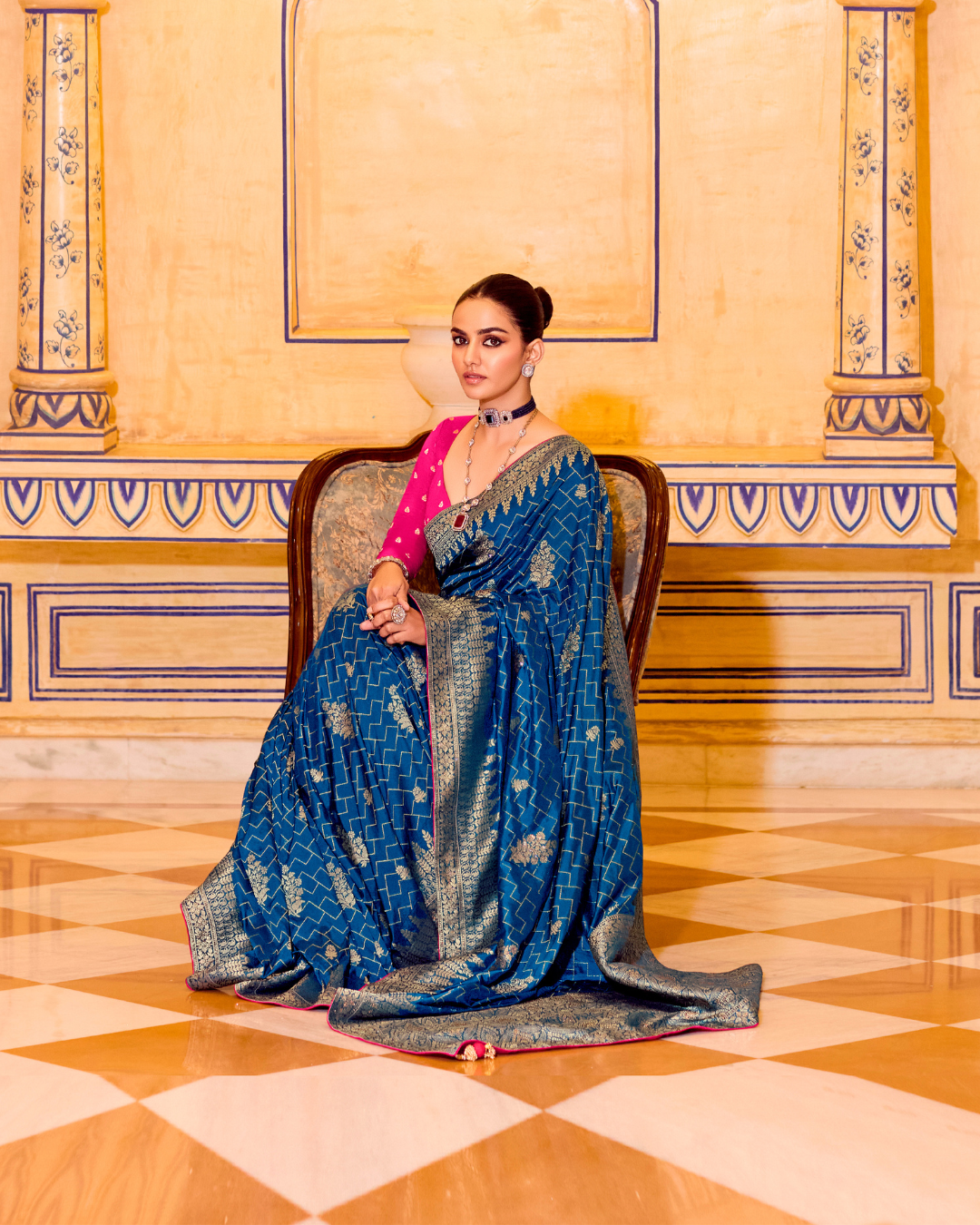 Blue Crepe Silk Beautiful Saree