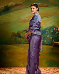 Designer Purple Dola Silk Saree