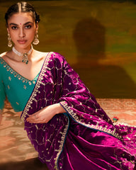 Designer Purple Dola Silk Saree