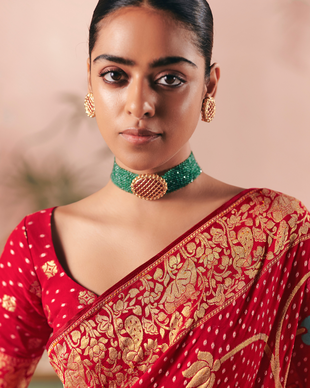 Red Pure Khadi Georgette Saree